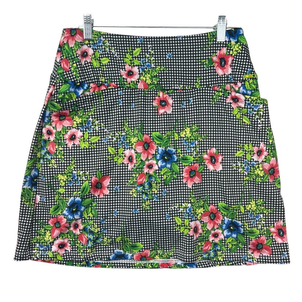 Swing Control Gingham Botanical Pull On Golf Skort Size 6 Preppy Clueless - Picture 13 of 13